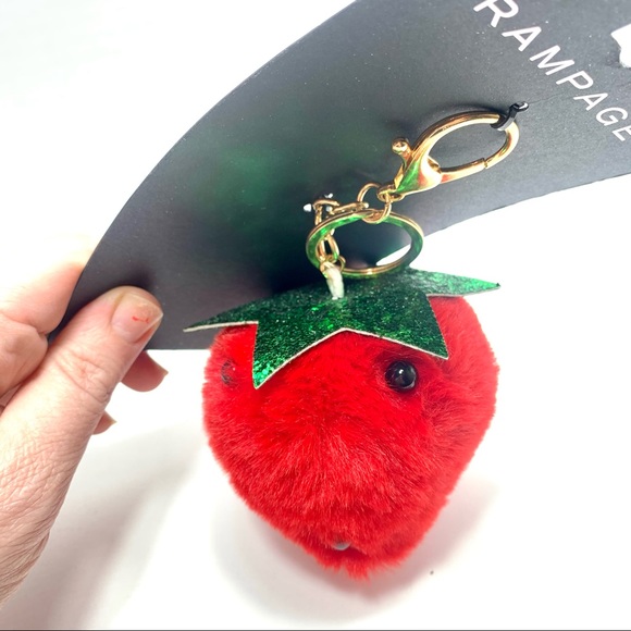 NWT. Plush strawberry keychain or bag charm - Picture 2 of 9